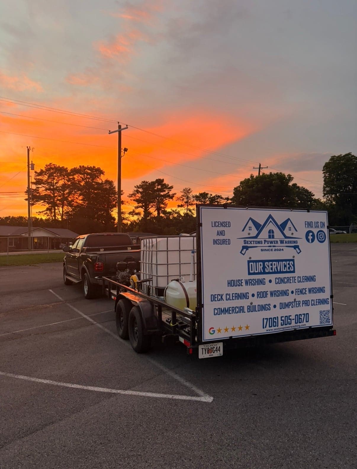 Sextons Power Washing trailer and equipment